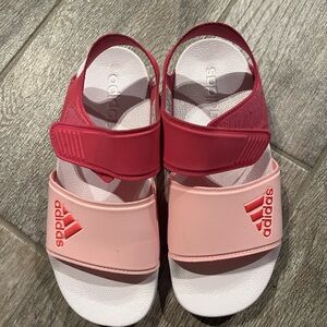 Adidas Pink and Red Sporty Sandals for girls